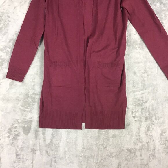 Sweet Romeo Women’s XS Open Front Long Cardigan Maroon Pocketed Lightweight NWOT - Picture 3 of 10